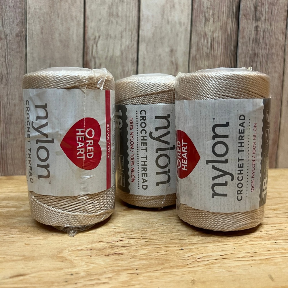 Lot of 3 Red Heart Nylon Crochet Thread Size 18 Natural 0016 New Sealed